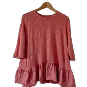 Anthropologie Akemi + Kin Pink Ruffle Bottom Top Size XS